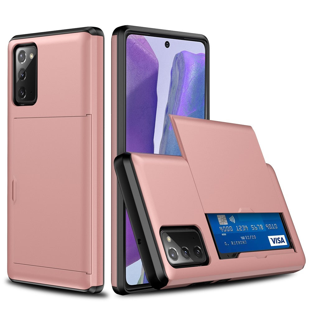 Samsung Galaxy S20 FE 4G/5G/S20 Lite/S20 FE 2022 Reptålig glidande korthållare i plast + TPU-skal