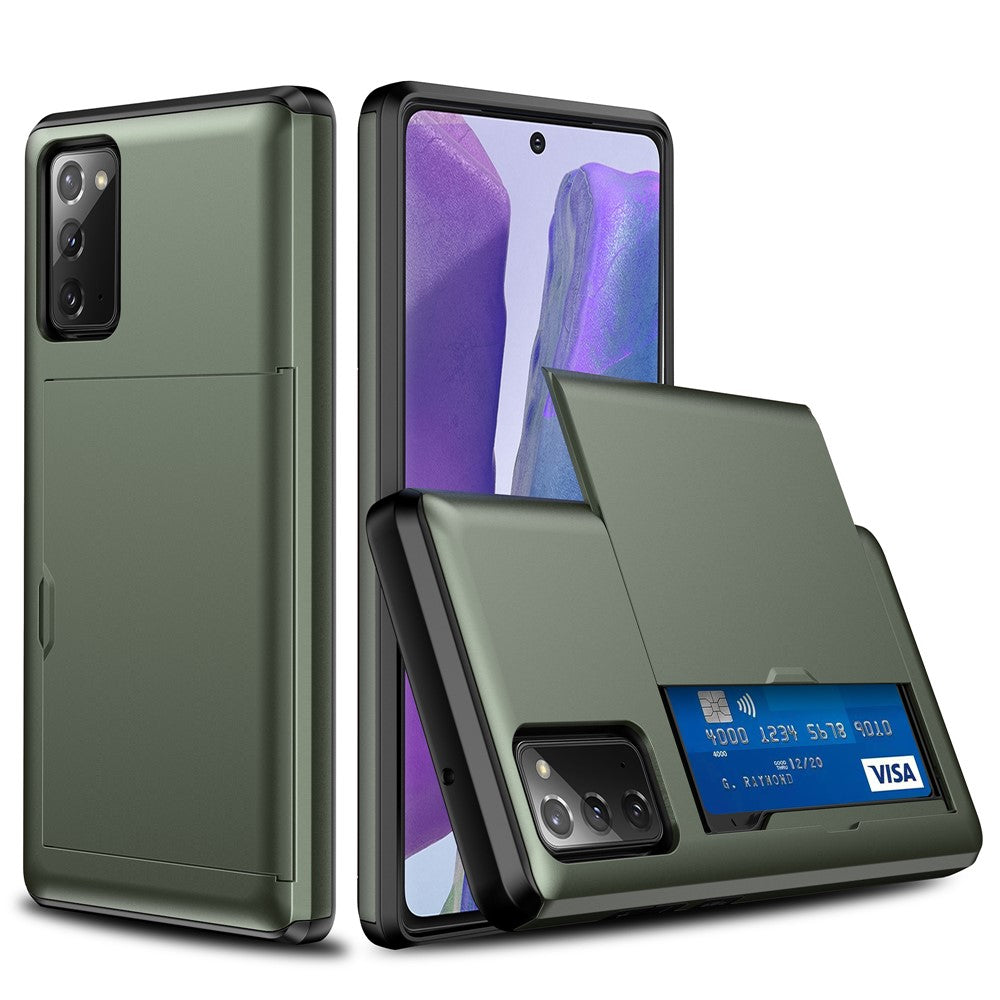 Samsung Galaxy S20 FE 4G/5G/S20 Lite/S20 FE 2022 Reptålig glidande korthållare i plast + TPU-skal