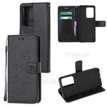 Butterfly Flowers Imprinting Leather Cover with Wallet and Case for Samsung Galaxy S21 Ultra 5G