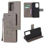 Butterfly Flowers Imprinting Leather Cover with Wallet and Case for Samsung Galaxy S21 Ultra 5G