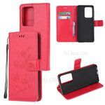 Butterfly Flowers Imprinting Leather Cover with Wallet and Case for Samsung Galaxy S21 Ultra 5G