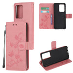 Butterfly Flowers Imprinting Leather Cover with Wallet and Case for Samsung Galaxy S21 Ultra 5G