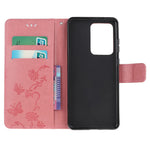 Butterfly Flowers Imprinting Leather Cover with Wallet and Case for Samsung Galaxy S21 Ultra 5G