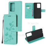 Butterfly Flowers Imprinting Leather Cover with Wallet and Case for Samsung Galaxy S21 Ultra 5G