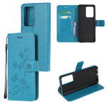 Butterfly Flowers Imprinting Leather Cover with Wallet and Case for Samsung Galaxy S21 Ultra 5G