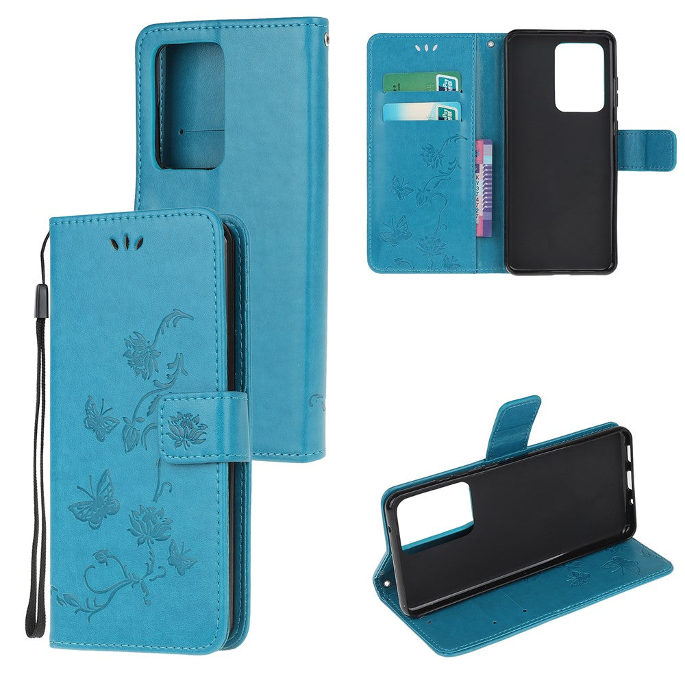 Butterfly Flowers Imprinting Leather Cover with Wallet and Case for Samsung Galaxy S21 Ultra 5G