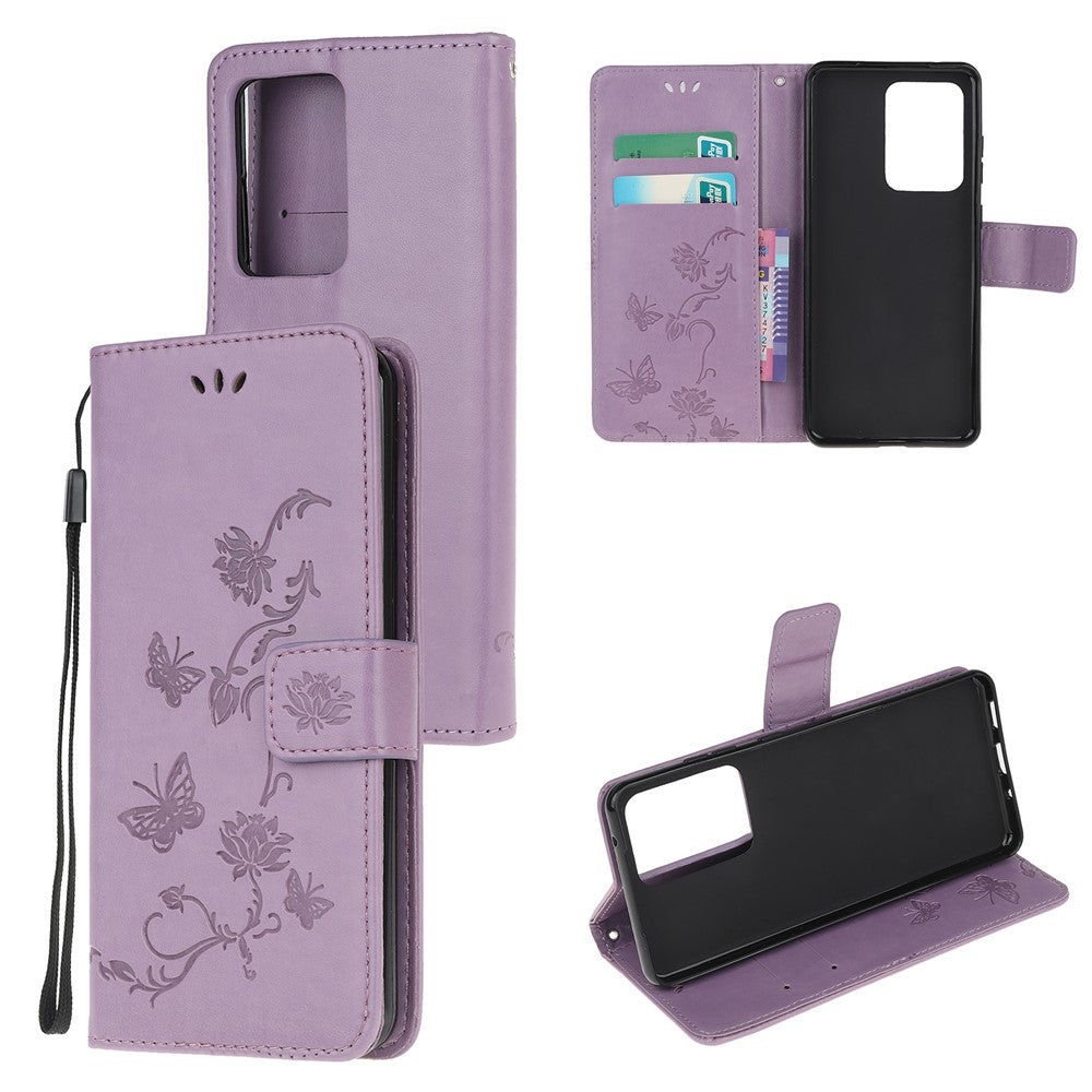 Butterfly Flowers Imprinting Leather Cover with Wallet and Case for Samsung Galaxy S21 Ultra 5G