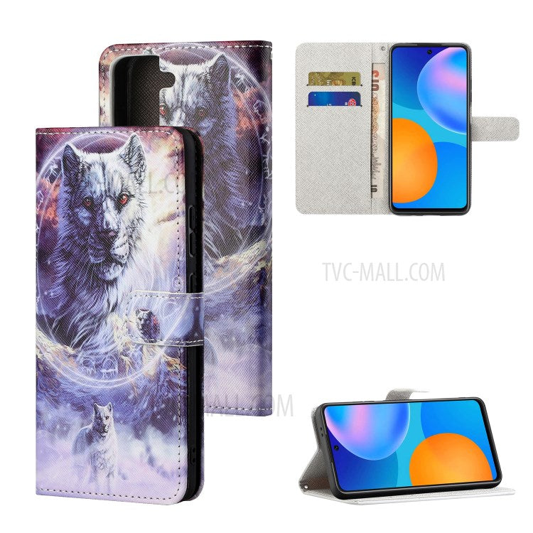 Pattern Printing for Samsung Galaxy S21 5G/S21 4G Cross Texture Leather Wallet Case