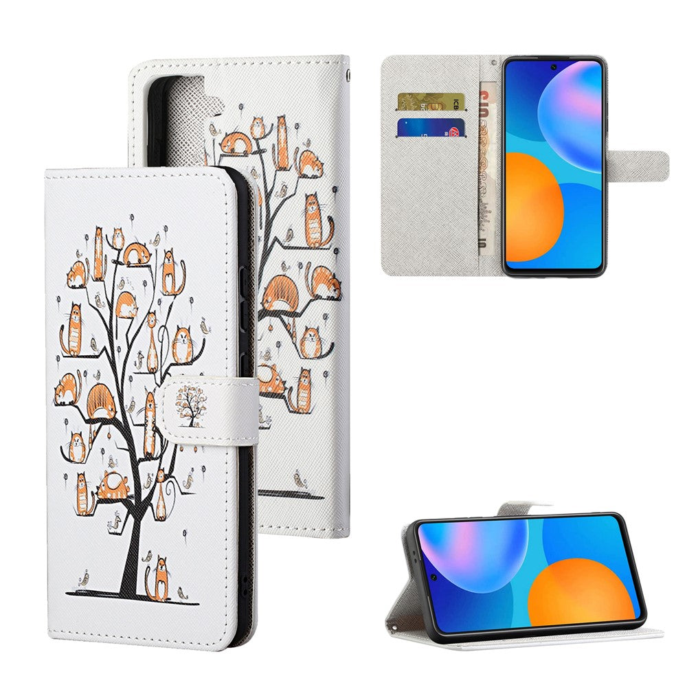 Pattern Printing for Samsung Galaxy S21 5G/S21 4G Cross Texture Leather Wallet Case