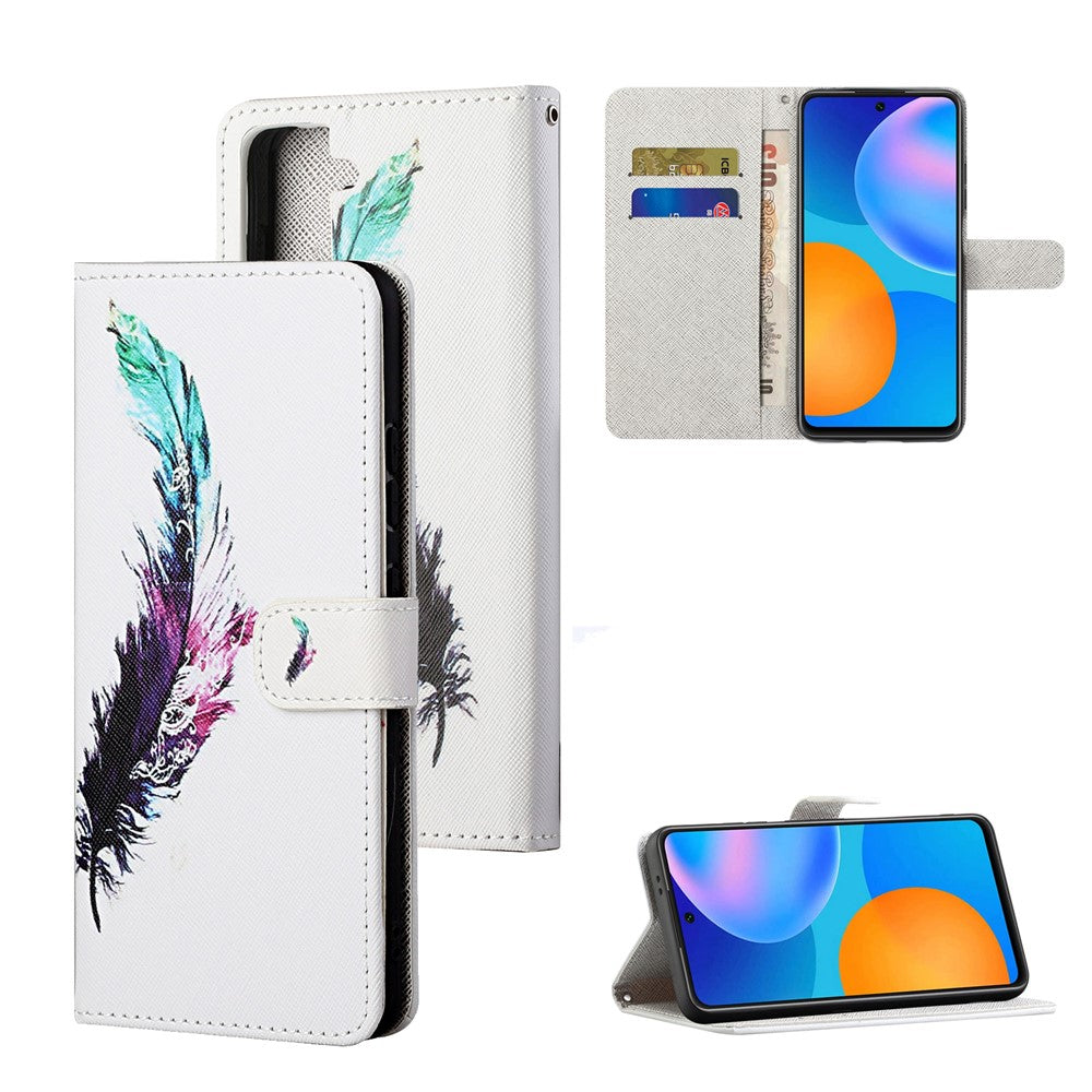 Pattern Printing for Samsung Galaxy S21 5G/S21 4G Cross Texture Leather Wallet Case