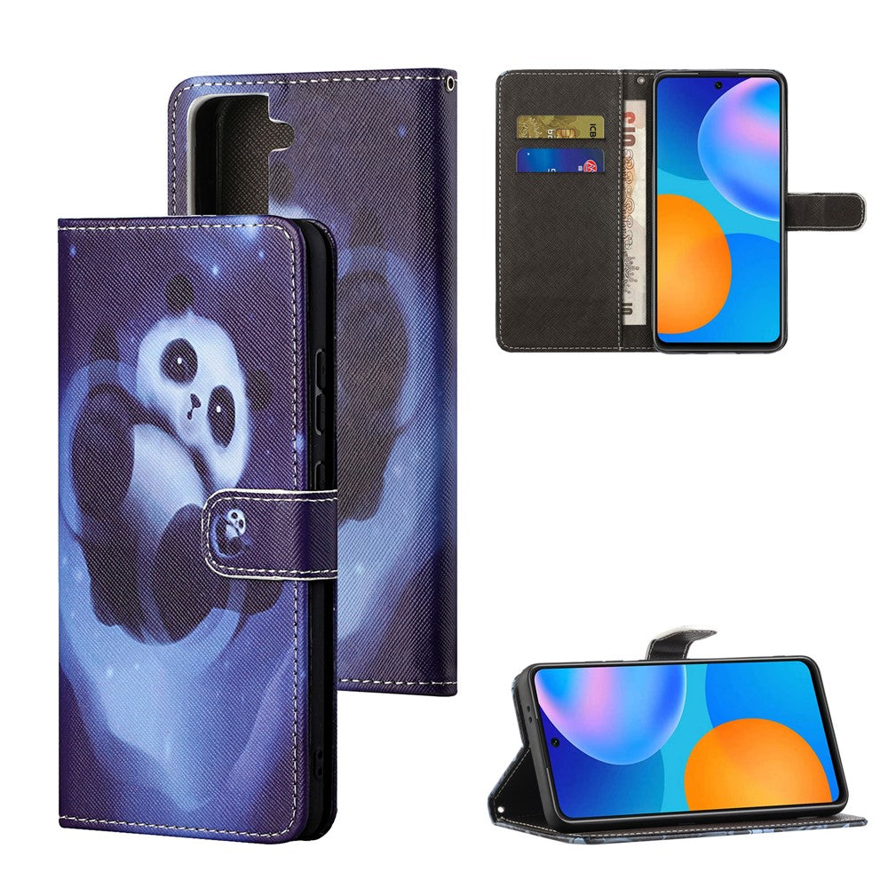 Pattern Printing for Samsung Galaxy S21 5G/S21 4G Cross Texture Leather Wallet Case