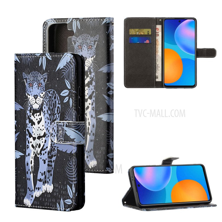 Pattern Printing for Samsung Galaxy S21 5G/S21 4G Cross Texture Leather Wallet Case