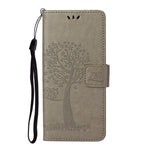Imprint Tree Owl Wallet Leather Cover for Samsung Galaxy S21 5G/S21 4G Stand Case