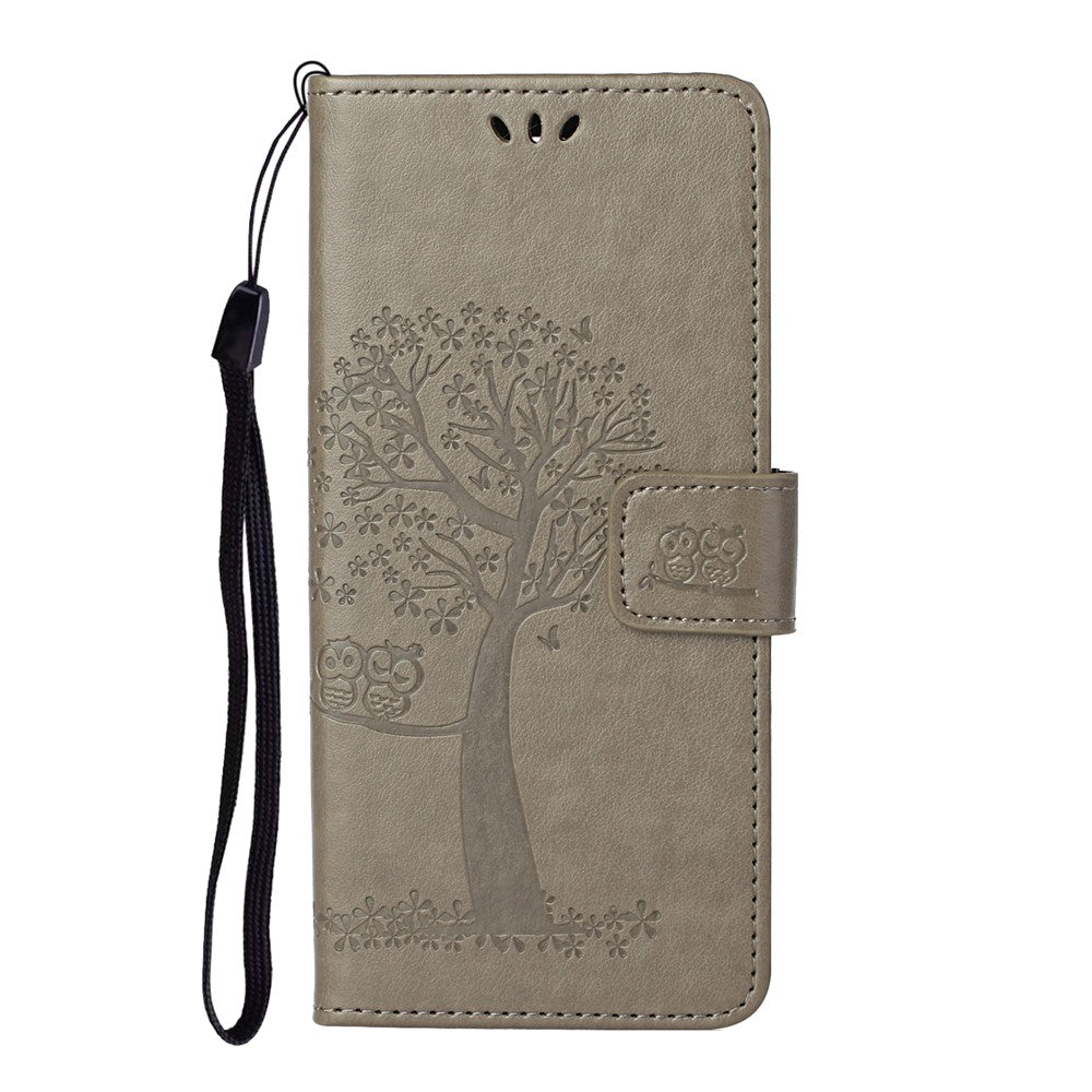 Imprint Tree Owl Wallet Leather Cover for Samsung Galaxy S21 5G/S21 4G Stand Case