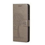 Imprint Tree Owl Wallet Leather Cover for Samsung Galaxy S21 5G/S21 4G Stand Case
