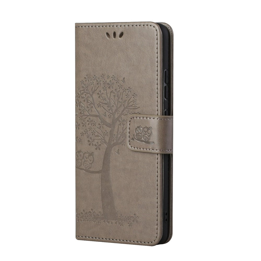Imprint Tree Owl Wallet Leather Cover for Samsung Galaxy S21 5G/S21 4G Stand Case