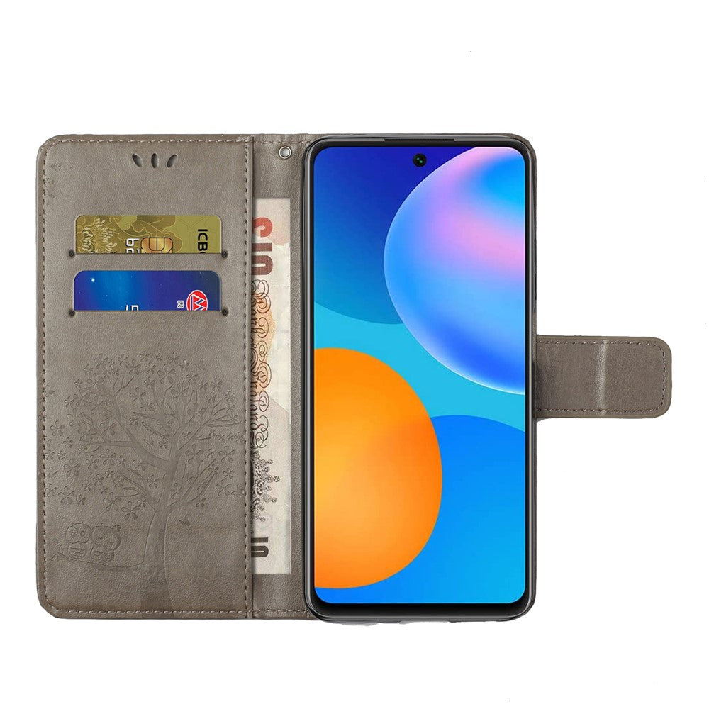 Imprint Tree Owl Wallet Leather Cover for Samsung Galaxy S21 5G/S21 4G Stand Case