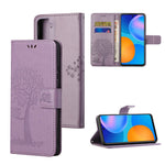 Imprint Tree Owl Wallet Leather Cover for Samsung Galaxy S21 5G/S21 4G Stand Case