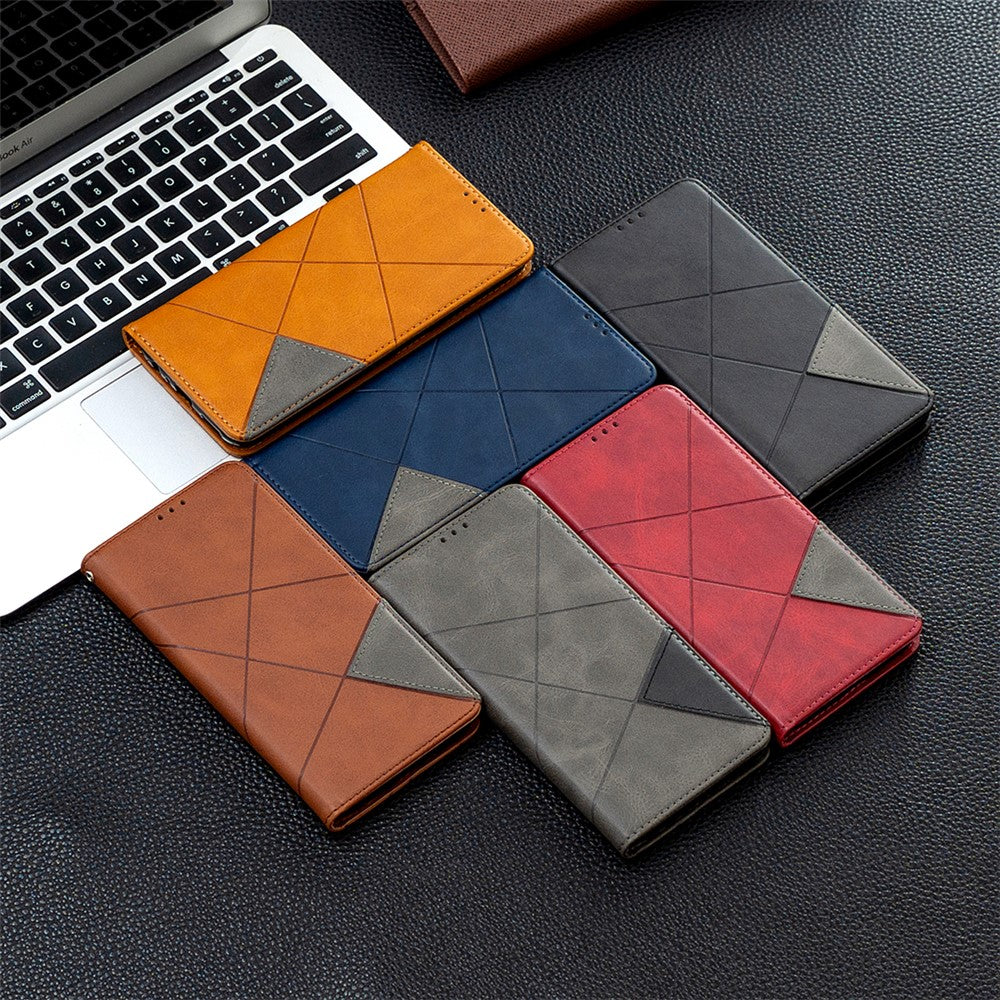Auto-Absorbed Geometric Pattern Leather Case with Card Slots for Samsung Galaxy S21 4G / 5G