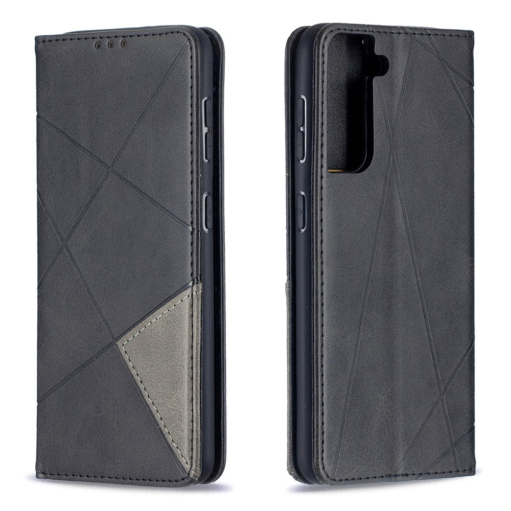 Auto-Absorbed Geometric Pattern Leather Case with Card Slots for Samsung Galaxy S21 4G / 5G