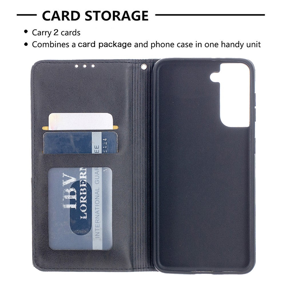 Auto-Absorbed Geometric Pattern Leather Case with Card Slots for Samsung Galaxy S21 4G / 5G