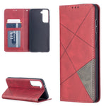 Auto-Absorbed Geometric Pattern Leather Case with Card Slots for Samsung Galaxy S21 4G / 5G