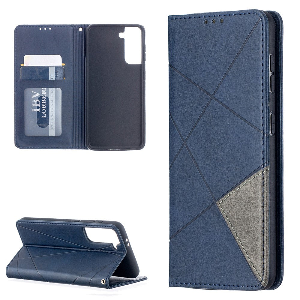 Auto-Absorbed Geometric Pattern Leather Case with Card Slots for Samsung Galaxy S21 4G / 5G