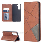 Auto-Absorbed Geometric Pattern Leather Case with Card Slots for Samsung Galaxy S21 4G / 5G