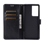 Läderfodral med fjärilstryck och handledsrem för Samsung Galaxy S21 Ultra 5G