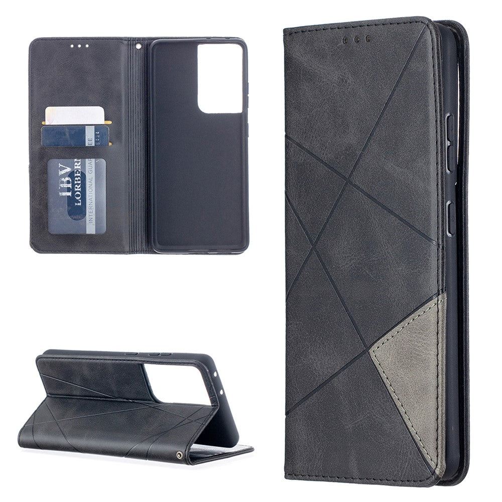 Geometric Pattern Stand Leather Case with Card Slots for Samsung Galaxy S21 Ultra 5G