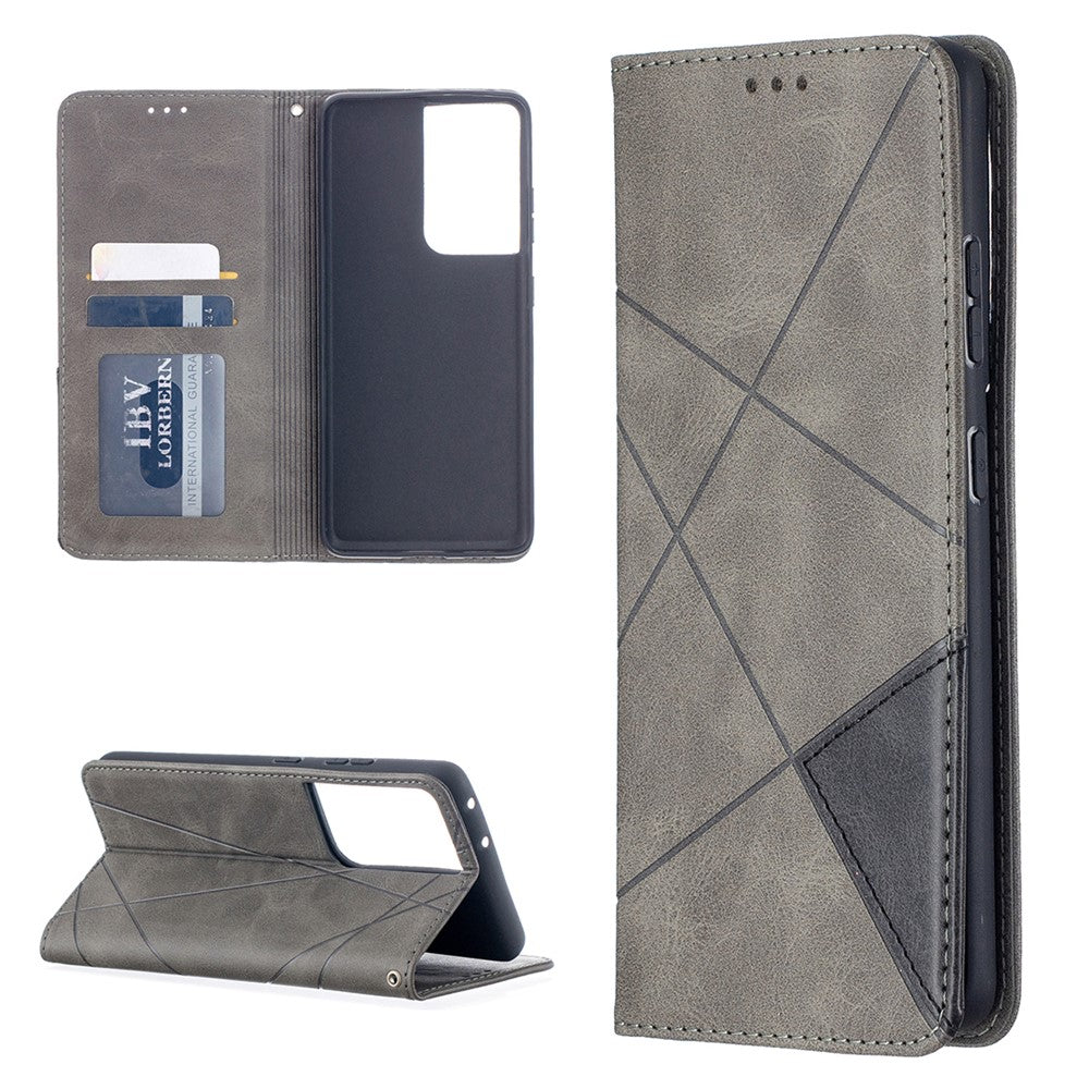 Geometric Pattern Stand Leather Case with Card Slots for Samsung Galaxy S21 Ultra 5G