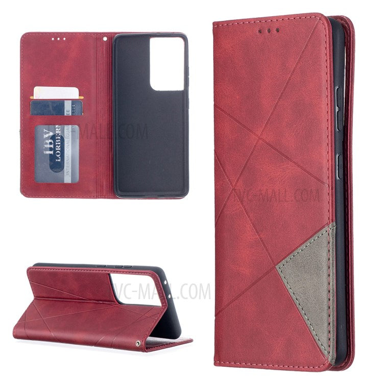 Geometric Pattern Stand Leather Case with Card Slots for Samsung Galaxy S21 Ultra 5G
