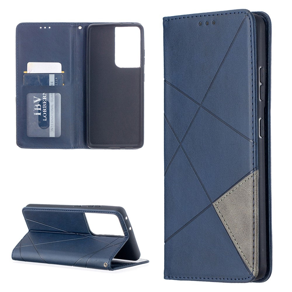 Geometric Pattern Stand Leather Case with Card Slots for Samsung Galaxy S21 Ultra 5G