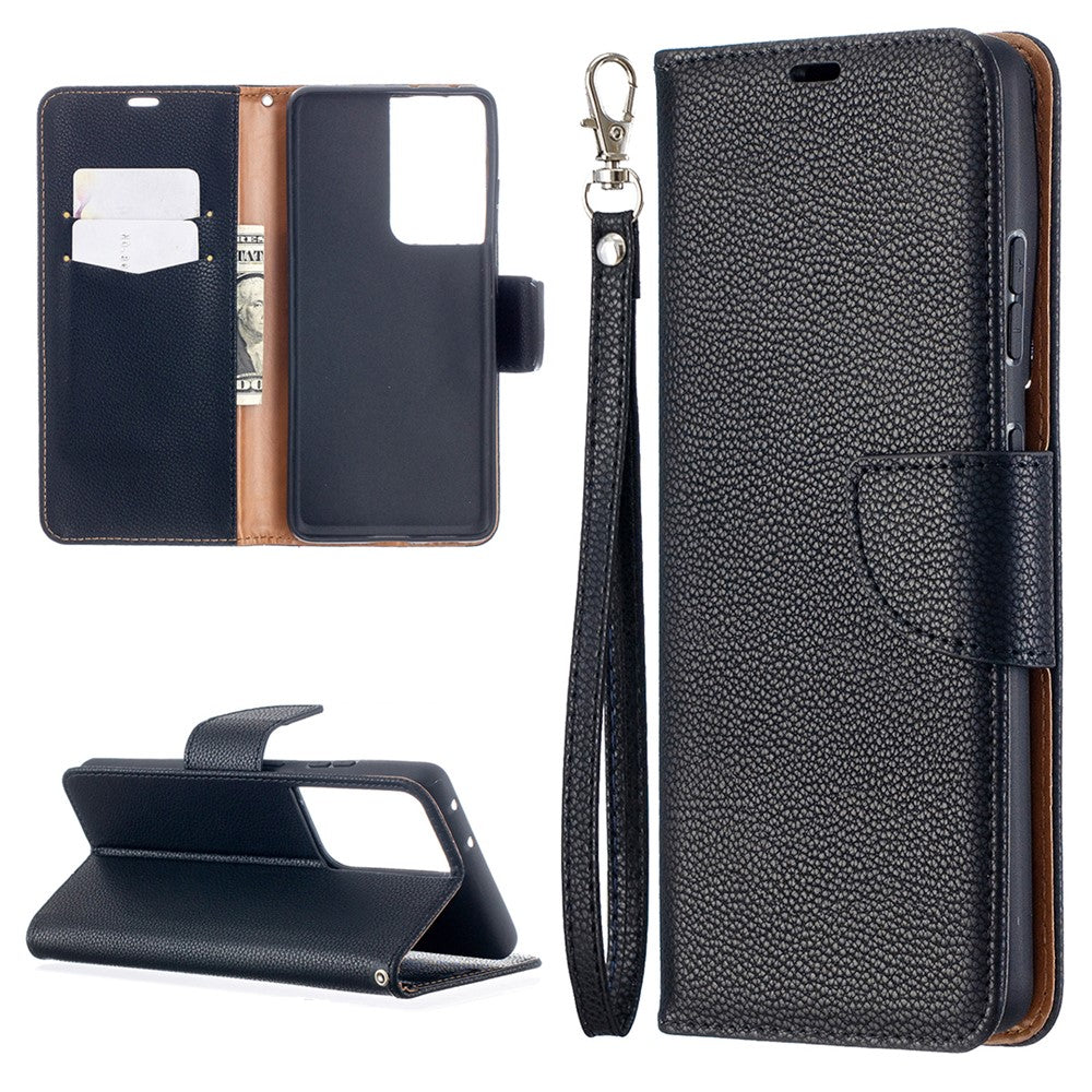 Litchi Skin Plånboksfodral i Läder till Samsung Galaxy S21 Ultra 5G