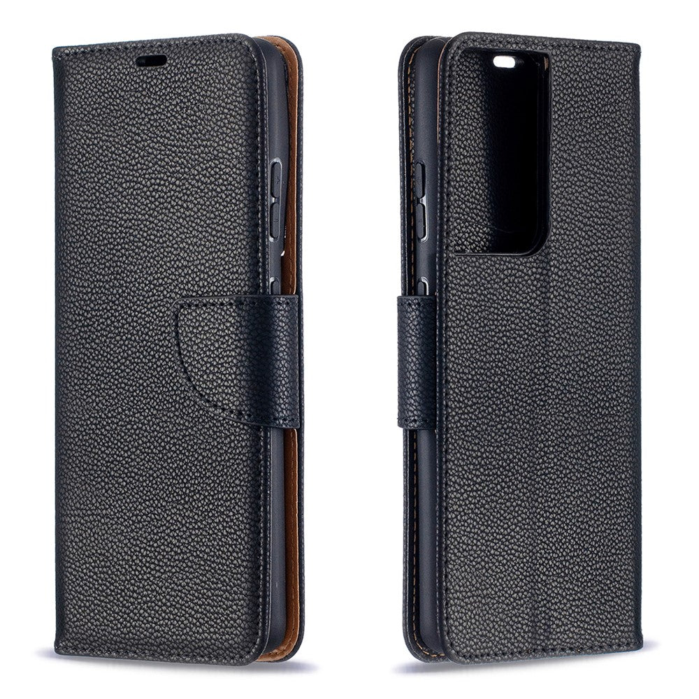 Litchi Skin Plånboksfodral i Läder till Samsung Galaxy S21 Ultra 5G