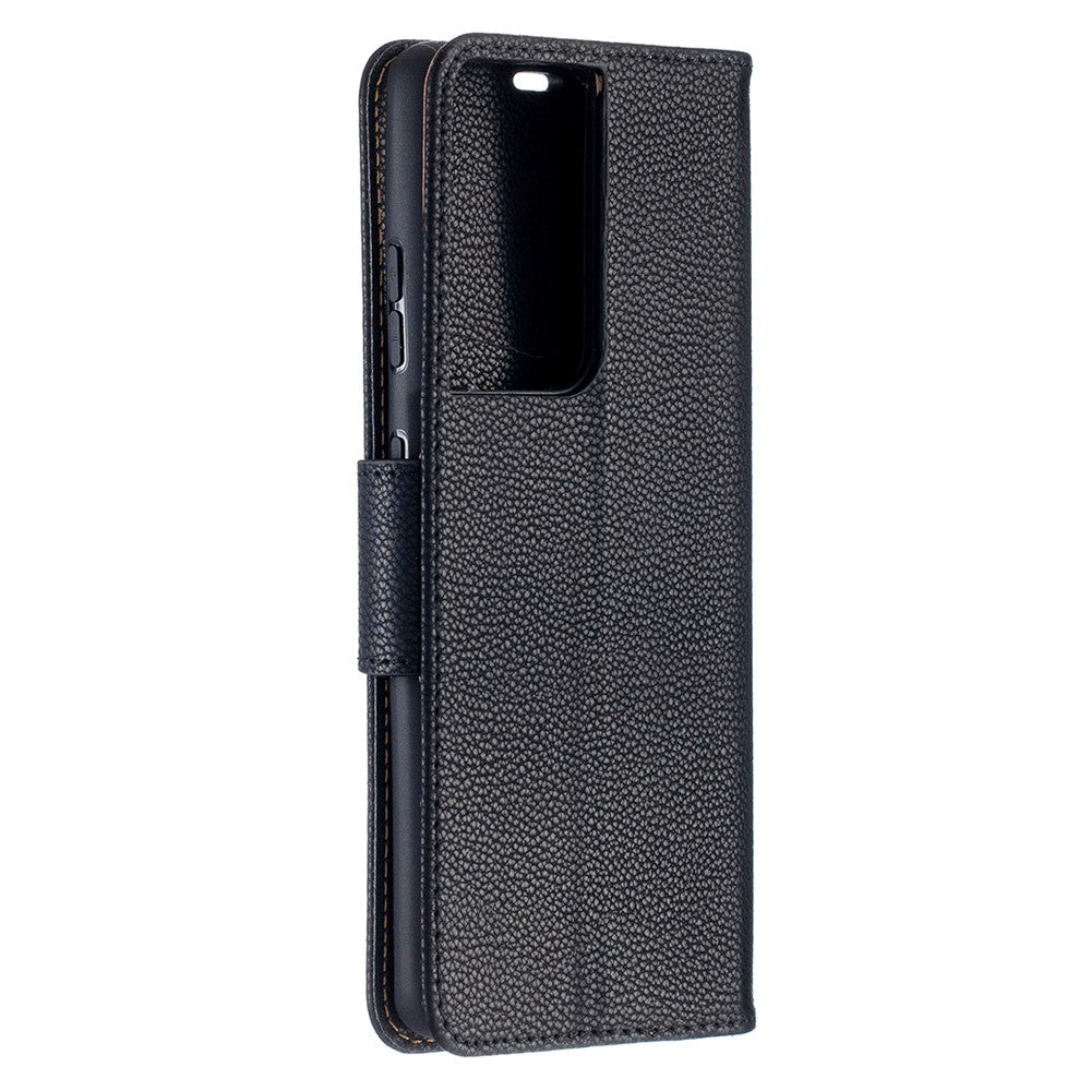 Litchi Skin Plånboksfodral i Läder till Samsung Galaxy S21 Ultra 5G