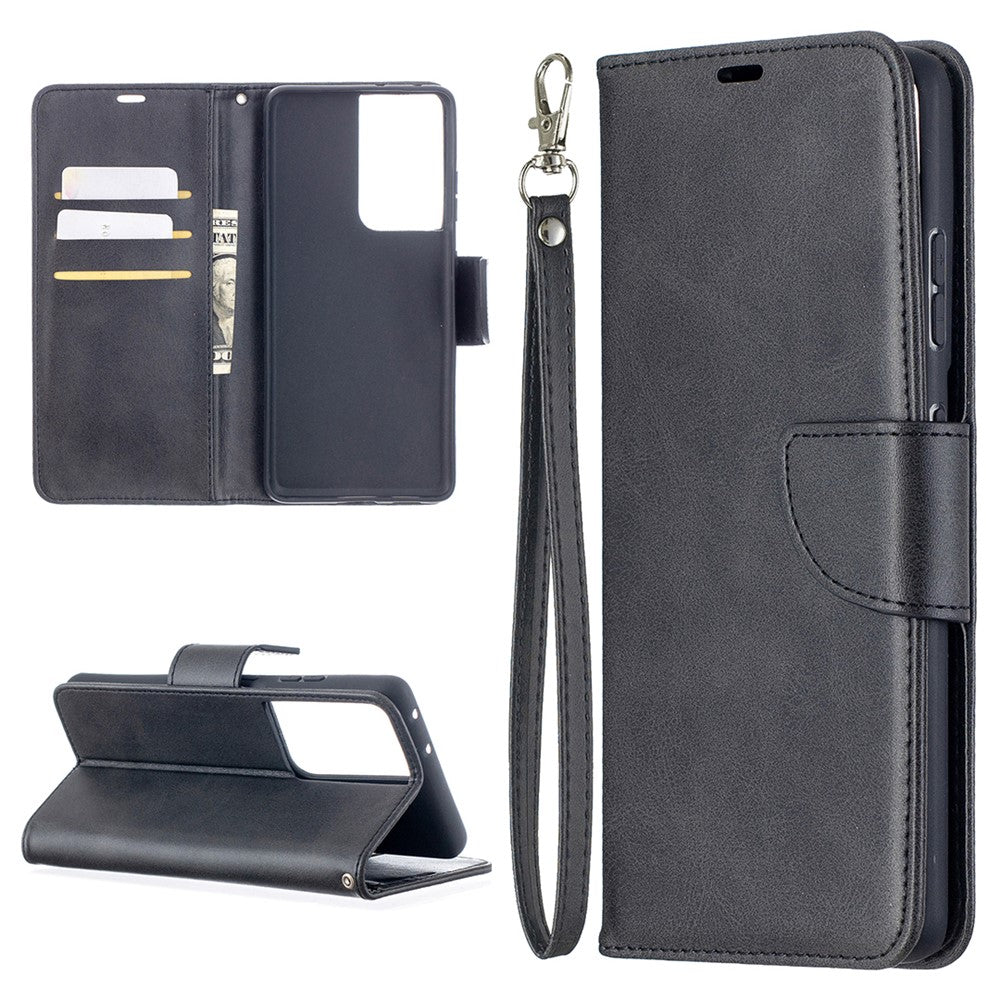 Solid Color PU Leather Phone Case for Samsung Galaxy S21 Ultra 5G