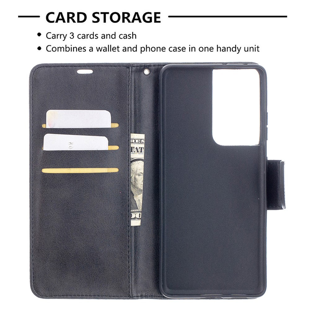 Solid Color PU Leather Phone Case for Samsung Galaxy S21 Ultra 5G