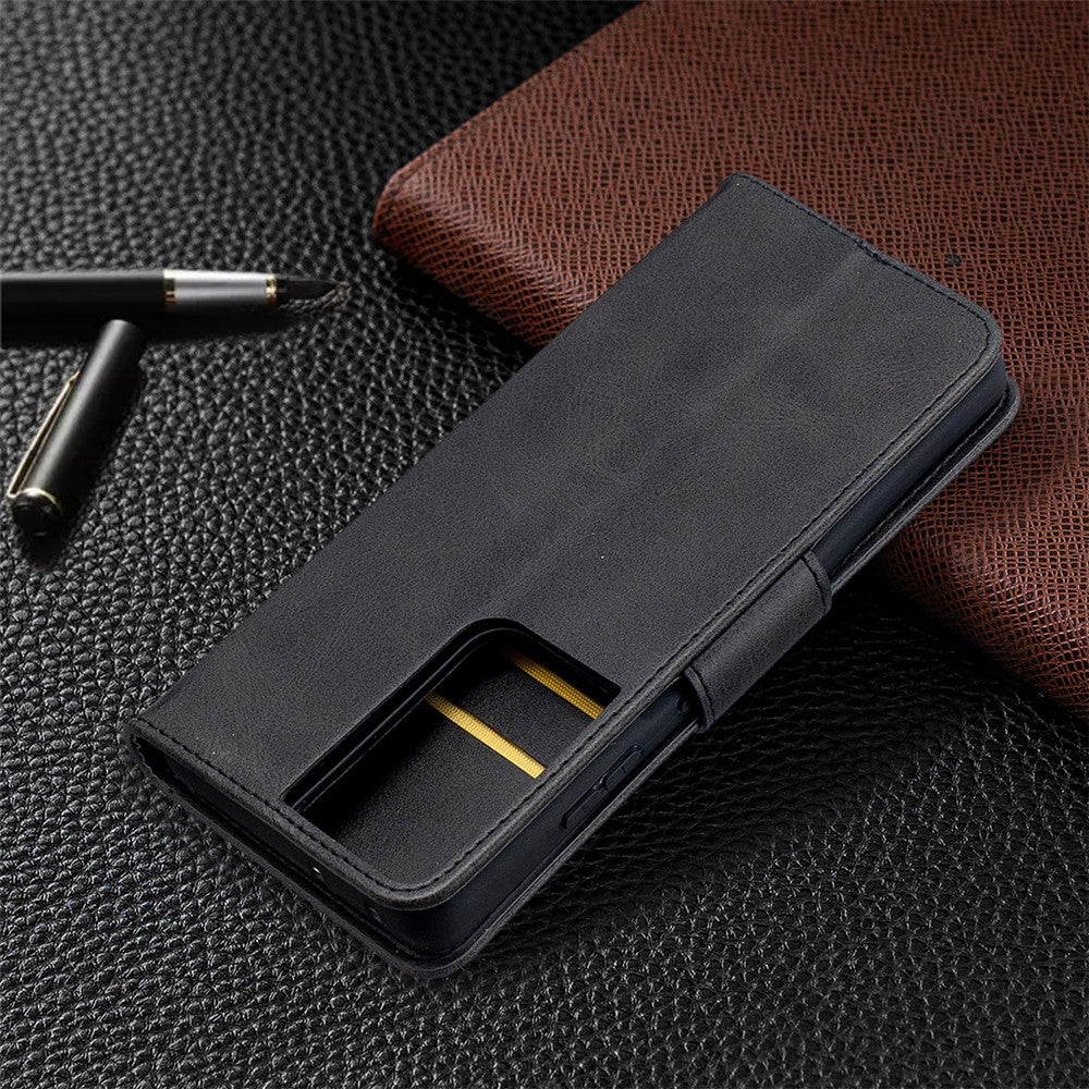 Solid Color PU Leather Phone Case for Samsung Galaxy S21 Ultra 5G