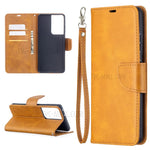 Solid Color PU Leather Phone Case for Samsung Galaxy S21 Ultra 5G