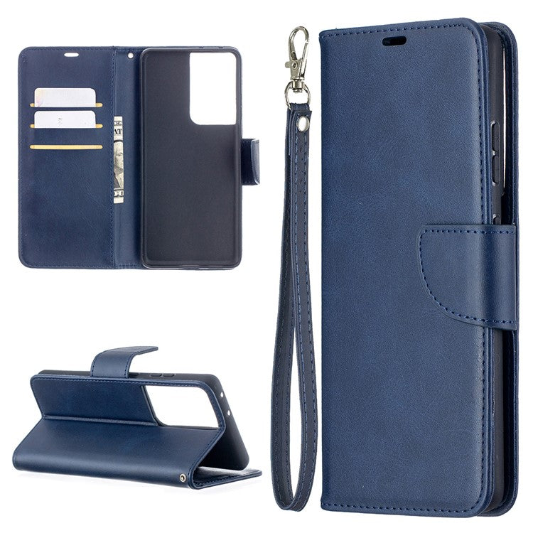 Solid Color PU Leather Phone Case for Samsung Galaxy S21 Ultra 5G