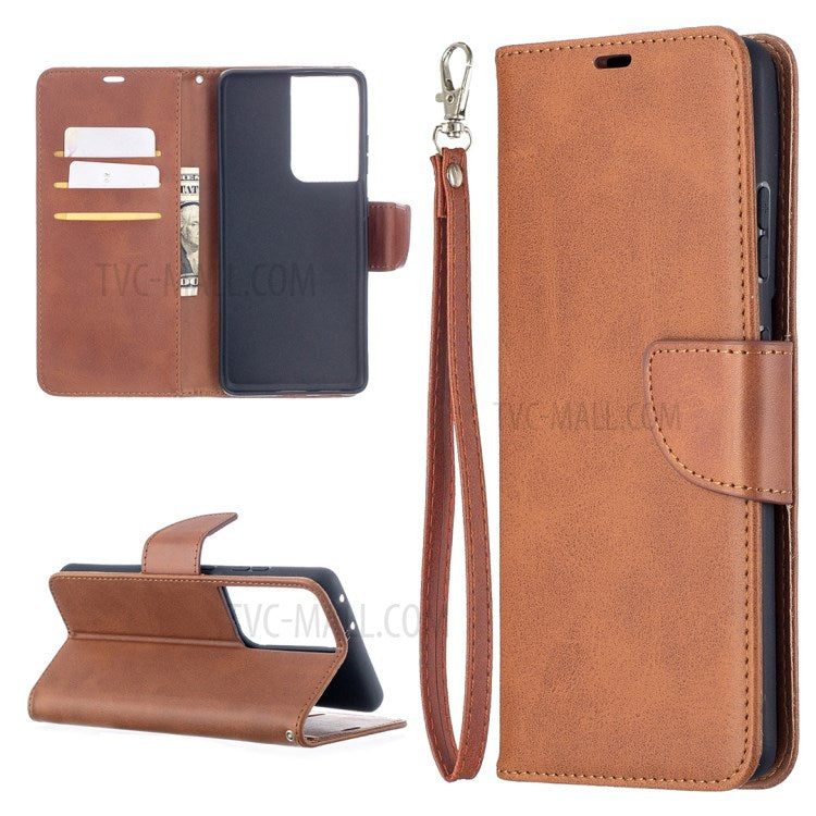 Solid Color PU Leather Phone Case for Samsung Galaxy S21 Ultra 5G