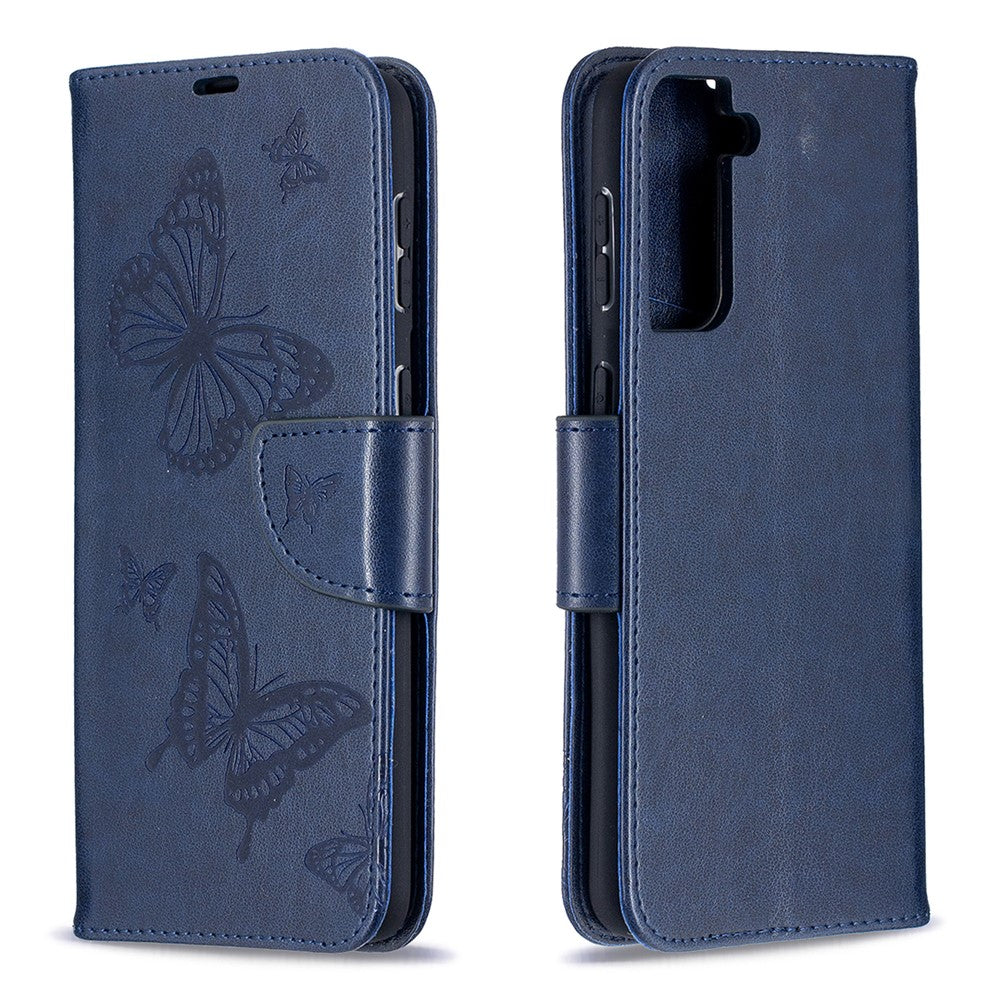 Imprint Butterflies Pattern Wallet Stand Leather Phone Cover for Samsung Galaxy S21+ 5G