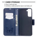 Imprint Butterflies Pattern Wallet Stand Leather Phone Cover for Samsung Galaxy S21+ 5G