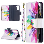 BF03 Pattern Printing Leather Phone Shell with Zipper Pocket Wallet for Samsung Galaxy S21 5G / S21 4G