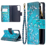 BF03 Pattern Printing Leather Phone Shell with Zipper Pocket Wallet for Samsung Galaxy S21 5G / S21 4G