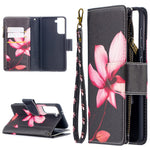 BF03 Pattern Printing Leather Phone Shell with Zipper Pocket Wallet for Samsung Galaxy S21 5G / S21 4G