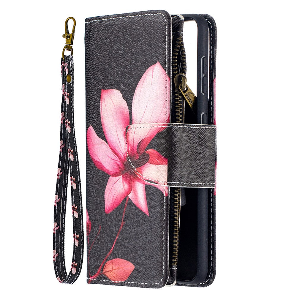 BF03 Pattern Printing Leather Phone Shell with Zipper Pocket Wallet for Samsung Galaxy S21 5G / S21 4G