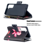 BF03 Pattern Printing Leather Phone Shell with Zipper Pocket Wallet for Samsung Galaxy S21 5G / S21 4G