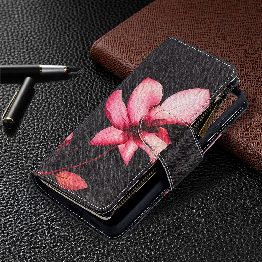 BF03 Pattern Printing Leather Phone Shell with Zipper Pocket Wallet for Samsung Galaxy S21 5G / S21 4G